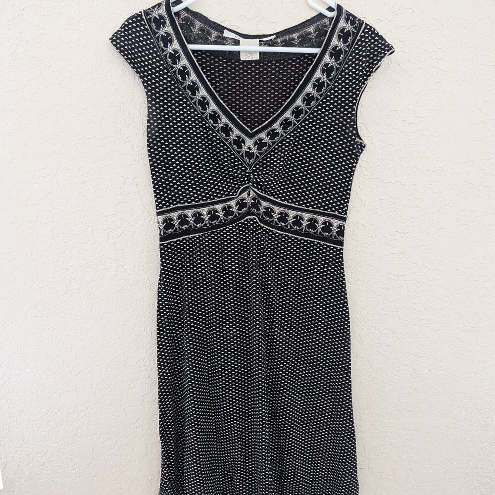 Vintage Max Studio Made in USA Skater Mini Dress 90s Ruched V Neck Size S